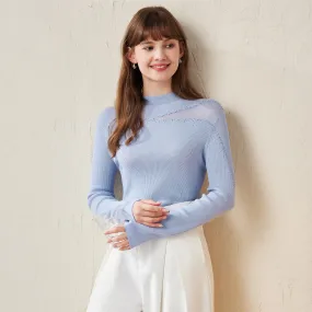 100% Wool Cozy Ribbed Mock Neck Sweater