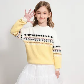 100% Wool Kids Mock Neck Jacquard Sweater