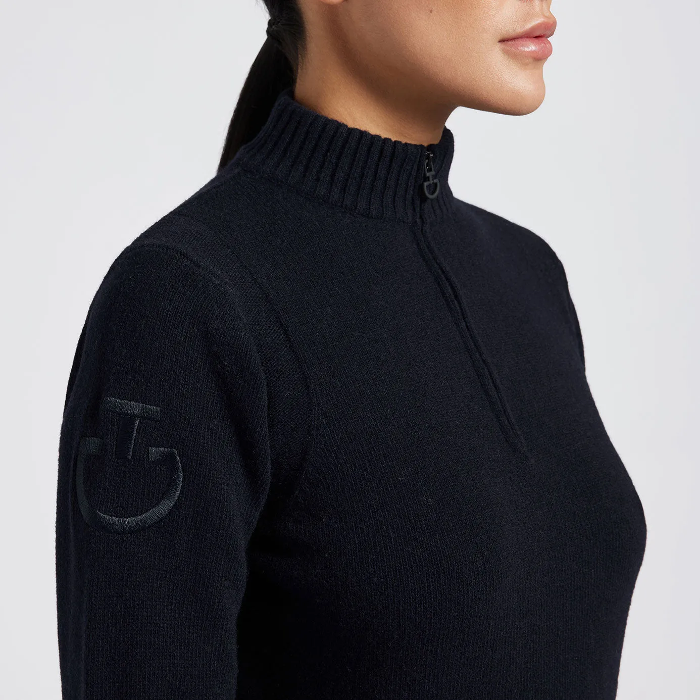 Cavalleria Toscana Lambswool Half Zip Sweater - Navy