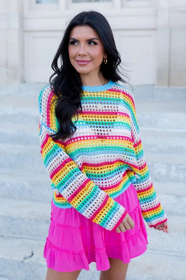 Chasing Rainbows Crochet Sweater FINAL SALE