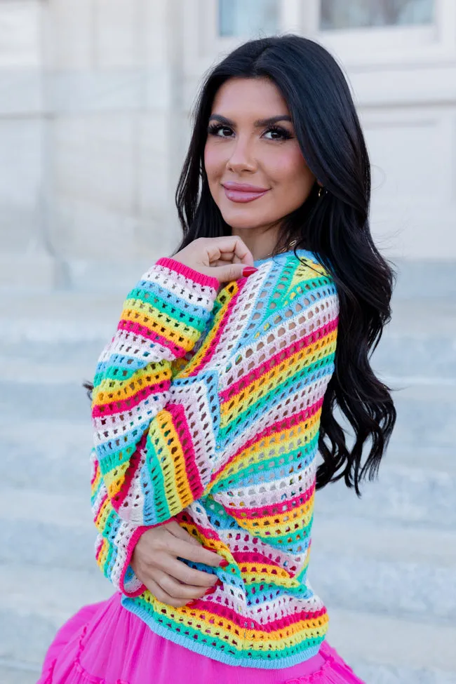 Chasing Rainbows Crochet Sweater FINAL SALE