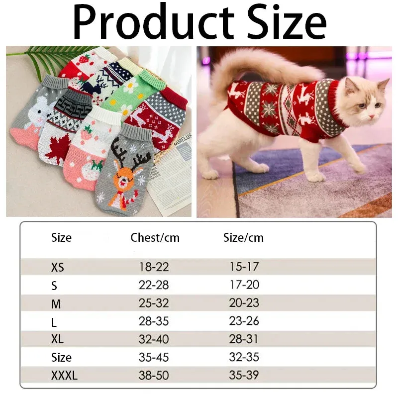 Christmas Knitted Pet Sweater – Warm Winter Clothes for Small & Medium Dogs and Cats