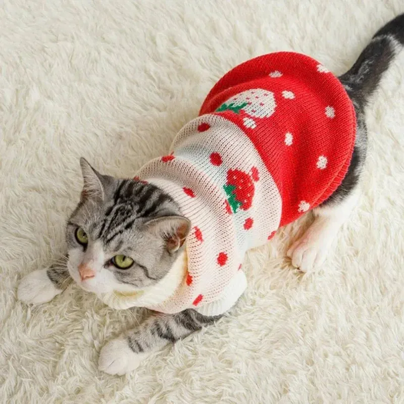 Christmas Knitted Pet Sweater – Warm Winter Clothes for Small & Medium Dogs and Cats