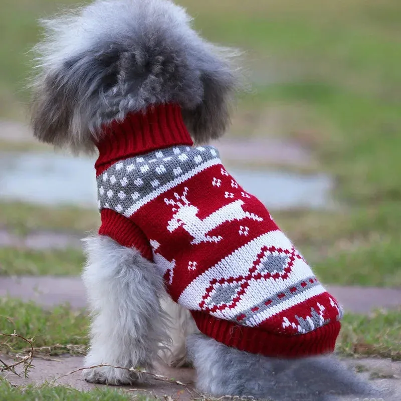 Christmas Knitted Pet Sweater – Warm Winter Clothes for Small & Medium Dogs and Cats