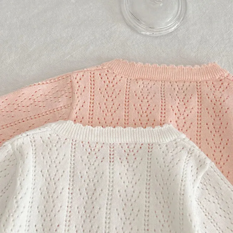 Girl's Hollow Out Lightweight Cardigan