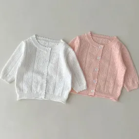 Girl's Hollow Out Lightweight Cardigan