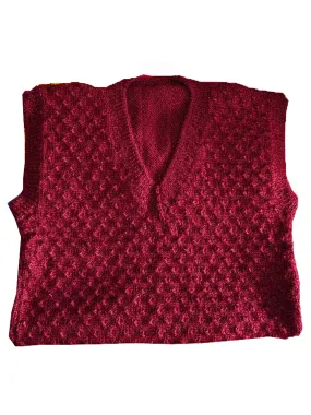 Handmade Woolen Sleeveless sweater v-neck desing with maroon colour for men