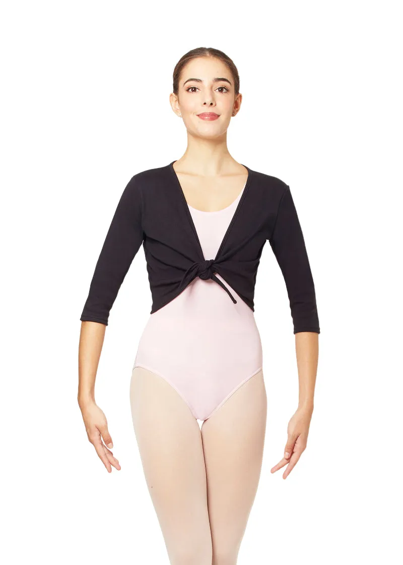 Knot-Tie Half-Sleeve Youth Ballet Sweater (Black)