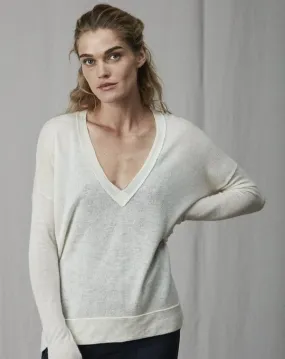 Kristensen Du Nord Light Heather Gray Cashmere V-Neck Sweater