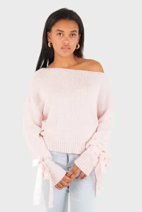 "One shoulder" sweater light pink