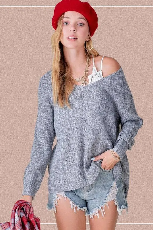 Relaxed fit hi low sweater