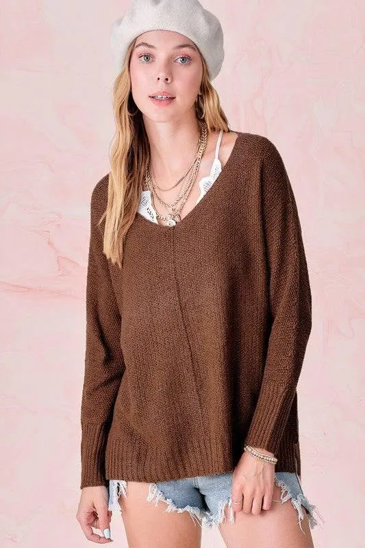 Relaxed fit hi low sweater