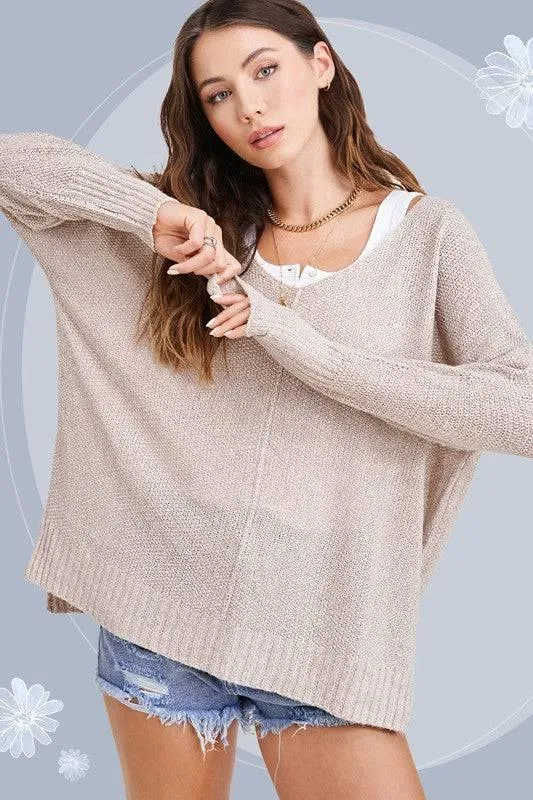 Relaxed fit hi low sweater