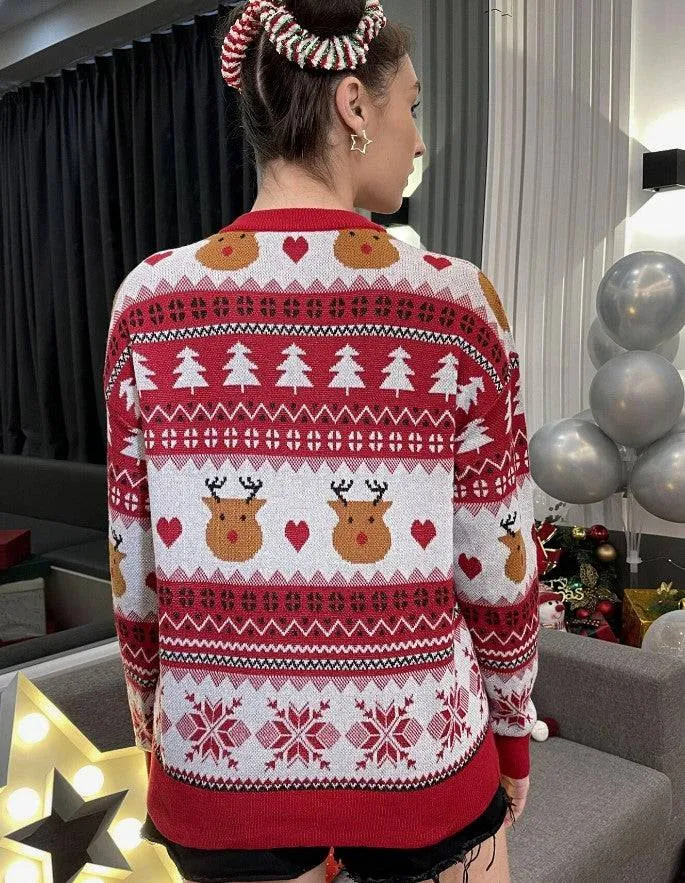 Rylie Rudolph The Red-Nosed Reindeer Print Pullover Sweater