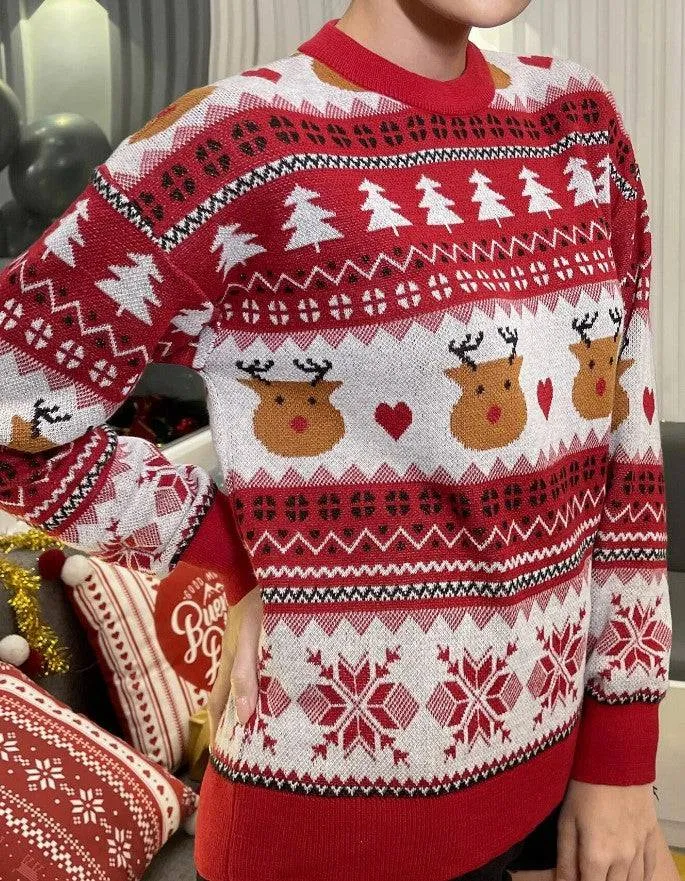 Rylie Rudolph The Red-Nosed Reindeer Print Pullover Sweater