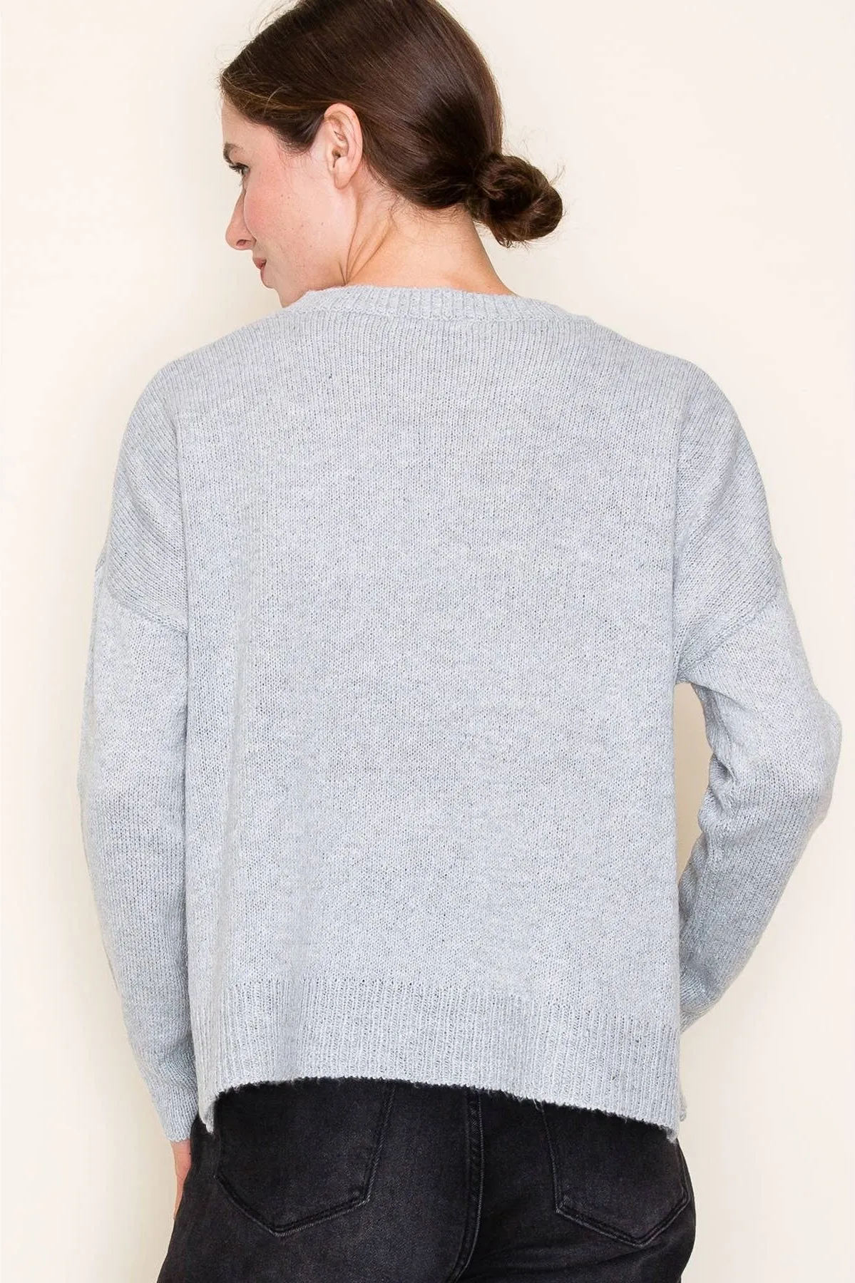 Texas Pullover Sweater in Heather Gray