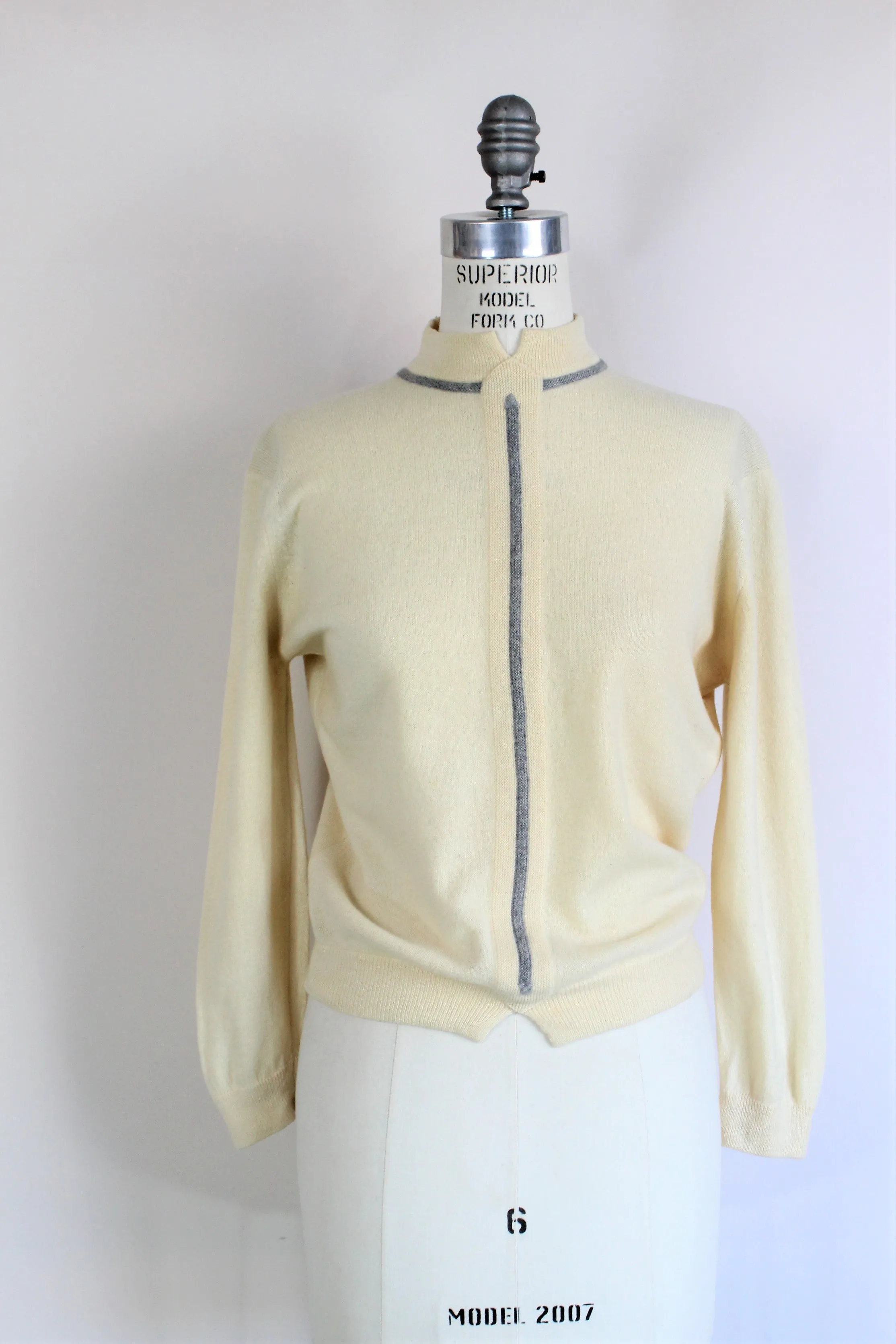 Vintage 1950s Ivory and Gray Cashmere Sweater by Dalton