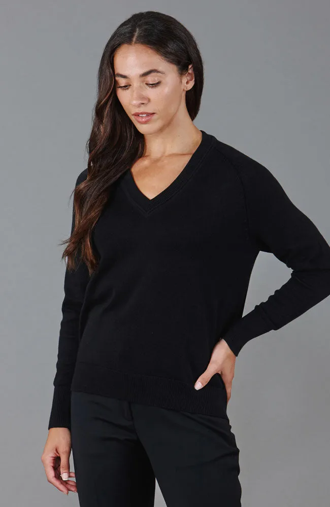 Womens Lightweight Cotton Deep V Neck Jumper